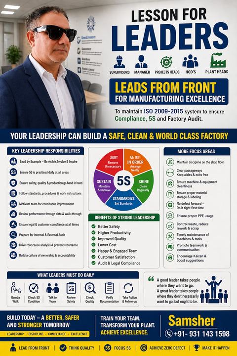Poster: Lesson for leaders, lead from front for manufacturing excellence